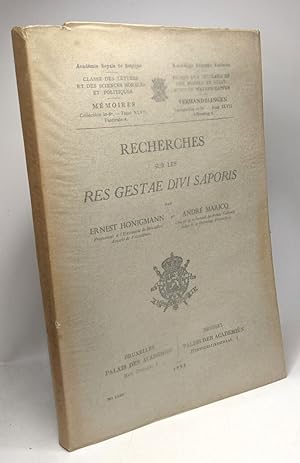 Imagen del vendedor de Recherches sur les res gestae divi saporis / mmoires TOME XLVII fasc.4 Acadmie Royale de Belgique a la venta por crealivres