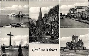 Bild des Verkufers fr Ansichtskarte / Postkarte Blexen Nordenham im Oldenburger Land, Fhre, Kirche, Langestrae, Bahnhof zum Verkauf von akpool GmbH