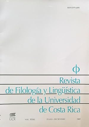 Imagen del vendedor de Revista de Filologia y Linguistica de la Universidad de Costa rica Vol XXXI/Julio-diciembre 2005 a la venta por Librodifaccia