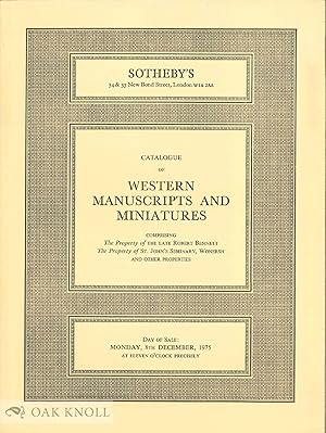 CATALOGUE OF WESTERN MANUSCRIPTS AND MINIATURES