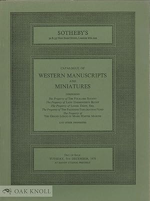 CATALOGUE OF WESTERN MANUSCRIPTS AND MINIATURES