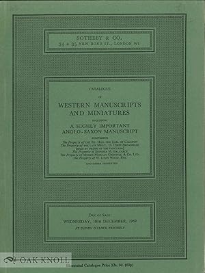 CATALOGUE OF WESTERN MANUSCRIPTS AND MINIATURES INCLUDING A HIGHLY IMPORTANT ANGLO-SAXON MANUSCRIPT