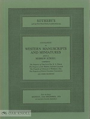 CATALOGUE OF WESTERN MANUSCRIPTS AND MINIATURES AND A HEBREW SCROLL