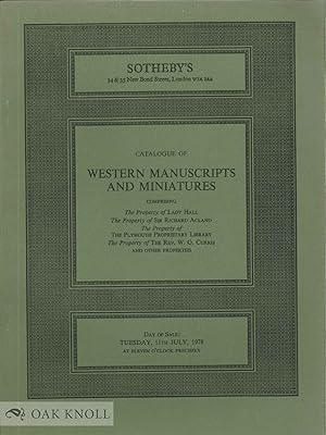 CATALOGUE OF WESTERN MANUSCRIPTS AND MINIATURES