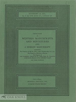 CATALOGUE OF WESTERN MANUSCRIPTS AND MINIATURES AND A HEBREW MANUSCRIPT