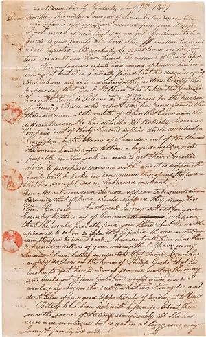 [AUTOGRAPH LETTER, SIGNED, FROM KENTUCKY PIONEER CHARLES WARD TO HIS BROTHER, FAMOUS FRONTIERSMAN...