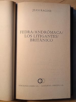 Seller image for Fedra. Andr�maca. Los litigantes. Brit�nico for sale by Llibres Bombeta