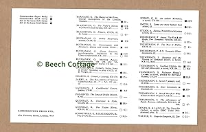 Seller image for Gaberbocchus Press Book List for sale by The Bookshop at Beech Cottage