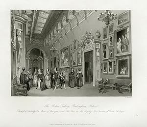 Antique Print-The Picture Gallery at Buckingham Palace-Shepherd-Melville-1841