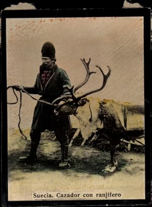 Foto Schweden, Cazador con ranjifero, Mann in Tracht mit Rentier - Alrededor del Mundo, Obsequio ...
