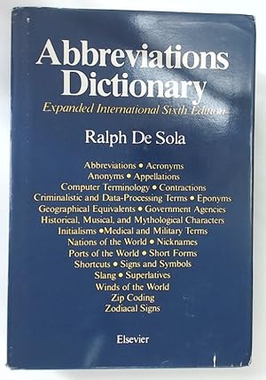 Bild des Verkufers fr Abbreviations Dictionary. Expanded International Sixth Edition. zum Verkauf von Plurabelle Books Ltd