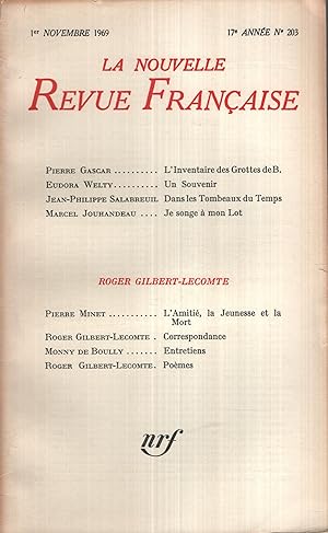 Image du vendeur pour La Nouvelle Revue Française Novembre 1969 N° 203 mis en vente par PRISCA
