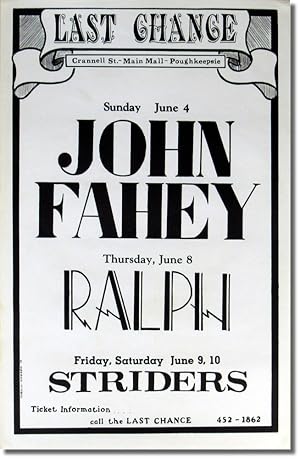 Original Poster For John Fahey Apearing June 4th at The Last Chance