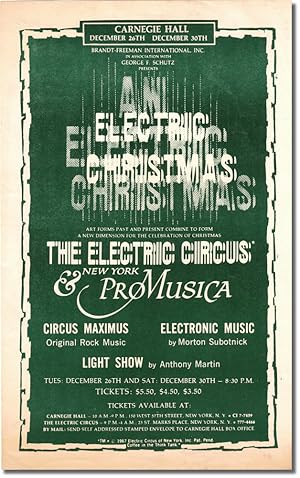Original Flyer for Electric Christmas at Carnegie Hall