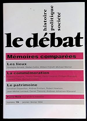 Image du vendeur pour Le dbat n78 janvier-fvrier 1994 - Mmoires compares mis en vente par LibrairieLaLettre2
