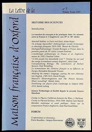 Seller image for La lettre de la Maison franaise d'Oxford n7, Trinity Term 1997 - Histoire des sciences for sale by LibrairieLaLettre2