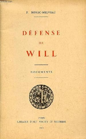 Seller image for Dfense de Will - documents. for sale by Le-Livre