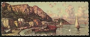 Künstler-Mini-Ansichtskarte Capri, Marina grande