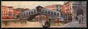 Künstler-Mini-Ansichtskarte Venezia, Ponte Rialto