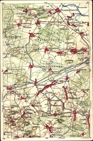 Landkarten Ansichtskarte / Postkarte Doberschütz, Falkenberg, Schildau, Dommitzsch