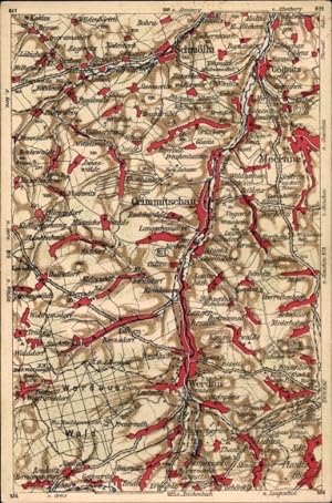 Landkarten Ansichtskarte / Postkarte Crimmitschau, Werdau, Werdauer Wald, Meerane, Schmölln