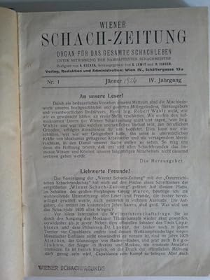 Bild des Verkufers fr Wiener Schach-Zeitung 1926   IV. Jahr zum Verkauf von Herr Klaus Dieter Boettcher
