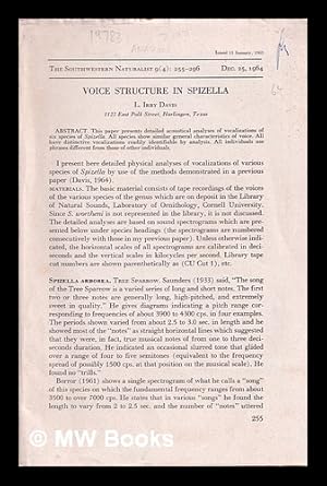 Seller image for Voice Structure in Spizella for sale by MW Books Ltd.