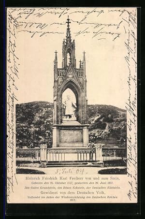 Bild des Verkufers fr Ansichtskarte Nassau a. Lahn, Denkmal Freiherr von und zum Stein zum Verkauf von Bartko-Reher