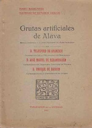 Image du vendeur pour Grutas artificiales de Alava. Memoria presentada a la Junta Permanente de Eusko Ikaskuntza. mis en vente par Librera Astarloa