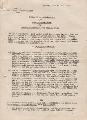 Verband deutscher Küstenschiffer e.V. Erster Tätigkeitsbericht des Arbeitsausschusses für Gemeins...