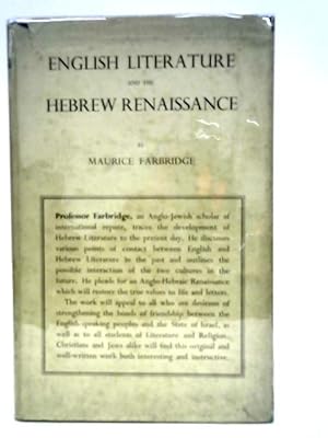 Imagen del vendedor de English literature and the Hebrew renaissance a la venta por World of Rare Books