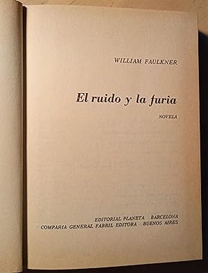 Immagine del venditore per El ruido y la furia (Traduccin de F. E. Lavalle) venduto da Llibres Bombeta