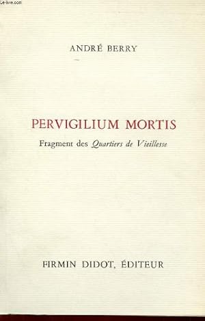 Bild des Verkufers fr Pervigilium mortis : Fragments des Quartiers de vieillesse zum Verkauf von Ammareal