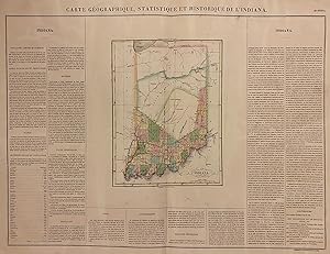 Image du vendeur pour Carte Geographique, Statistique et Historique de L'Indiana mis en vente par Argosy Book Store, ABAA, ILAB