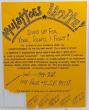 Image du vendeur pour Mulattoes Unite! Stand up for your rights & fight! [handbill] mis en vente par Bolerium Books Inc.