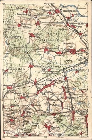 Landkarten Ansichtskarte / Postkarte Dommitzsch, Falkenberg, Doberschütz, Schildau