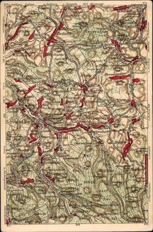 Landkarten Ansichtskarte / Postkarte Schlettau, Scheibenberg, Schwarzenberg, Zwönitz, Geyer