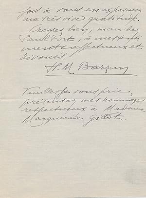 Seller image for Henri Martin BARZUN Lettre autographe signe for sale by CD Galerie