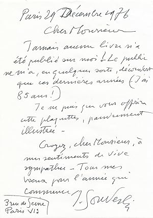 Jean SOUVERBIE lettre autographe signée
