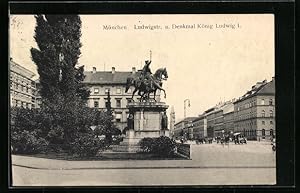 Bild des Verkufers fr Ansichtskarte Mnchen, Ludwigstrasse und Denkmal Knig Ludwig I. zum Verkauf von Bartko-Reher