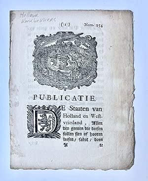 [Pamphlet, pastry-cooks, koekbakkers, 1746] Publicatie. De Staaten van Holland en Westvriesland, ...