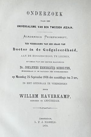 [Dissertation 1876] Special binding: Onderzoek naar het universalisme van den tweeden Jezaja [.] ...