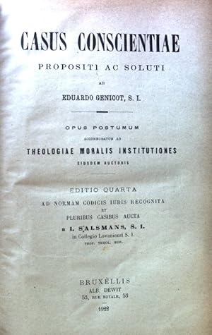 Imagen del vendedor de Casus conscientiae: Propositi ac soluti: Opus postumum accommodatum ad theologiae moralis institutiones ejusdem auctoris. a la venta por books4less (Versandantiquariat Petra Gros GmbH & Co. KG)