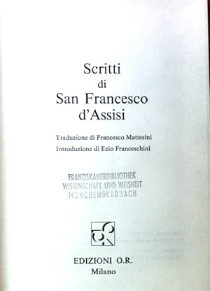 Bild des Verkufers fr Scritti di San Francesco d'Assisi; zum Verkauf von books4less (Versandantiquariat Petra Gros GmbH & Co. KG)