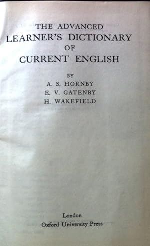 The Advanced Learner's Dictionary of current English;