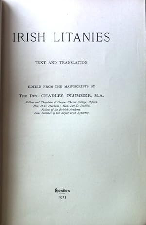 Irish Litanies; Henry Bradshaw Society. Vol. LXII;