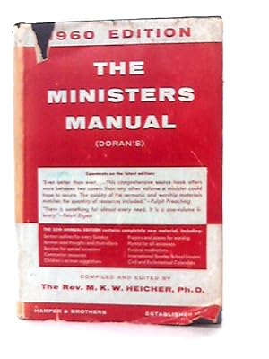 Seller image for The Ministers Manual (Doran's): A Study and Pulpit Guide for the Calendar Year 1960 for sale by World of Rare Books