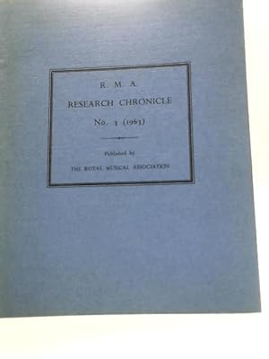 Seller image for R.M.A. Research Chronicle No. 3 for sale by World of Rare Books