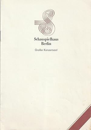 Bild des Verkufers fr Programmheft SCHAUSPIELHAUS BERLIN BERLIN SINFONIETTA HANS-PETER FRANK 28. Dezember 1986 Groer Konzertsaal Konzertsaison 1986 / 87 zum Verkauf von Programmhefte24 Schauspiel und Musiktheater der letzten 150 Jahre