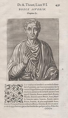 "Boece Severin" - Boethius (c.477-524) Roman senator philosopher Römer Römischer Philosoph Portrait